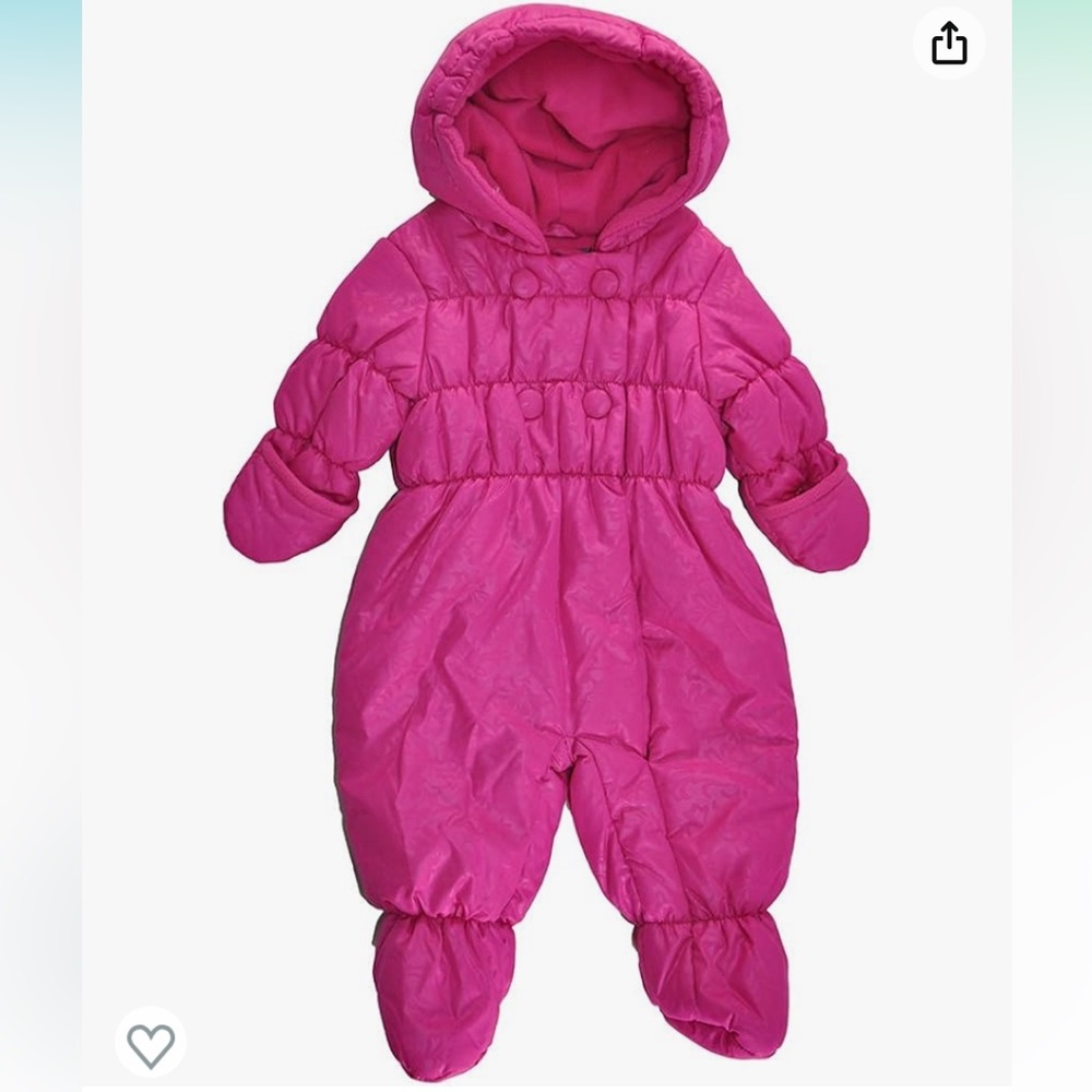 Rothschild Baby Girl Printed Hooded Jacket Onesie | Size 12 Months | Pink | NWT